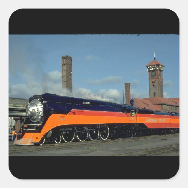 Pegatina Cuadrada SP 4-8-4 Locomotora "Daylight" #4449_Trains (Anverso)