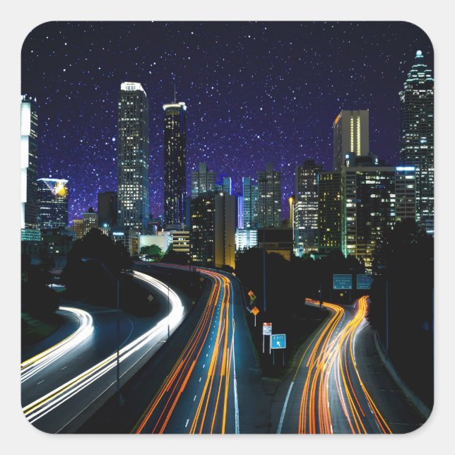 Pegatina Cuadrada Spacey Atlanta (Anverso)