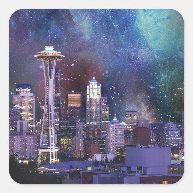 Pegatina Cuadrada Spacey Seattle (Anverso)