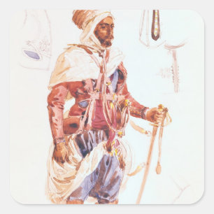 Pegatina Cuadrada Spahi con su espada, c.1854