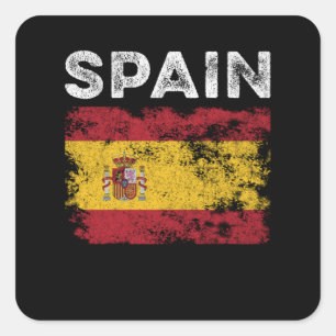 Pegatina Cuadrada Spain Flag Distressed - Spanish Flag
