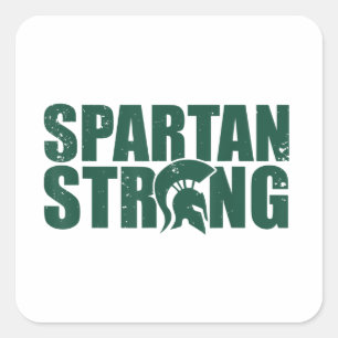 Pegatina Cuadrada Spartan Strong, entrenamiento en gimnasio