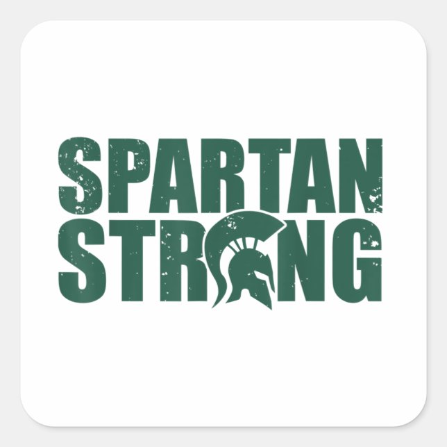 Pegatina Cuadrada Spartan Strong, entrenamiento en gimnasio (Anverso)