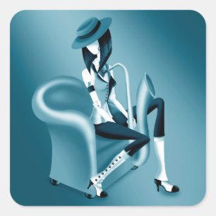 Pegatina Cuadrada "Speakeasy" - Inspirado en el jazz