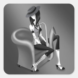 Pegatina Cuadrada "Speakeasy" - Inspirado en el jazz
