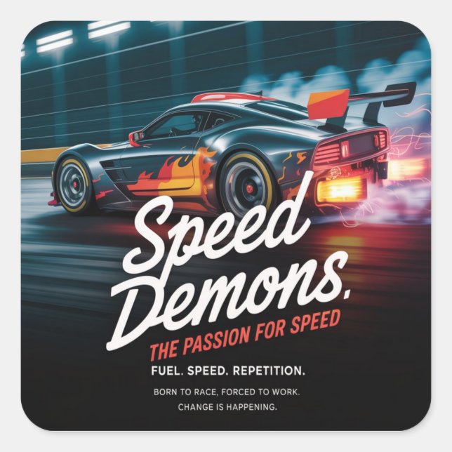 Pegatina Cuadrada Speed Power (Anverso)