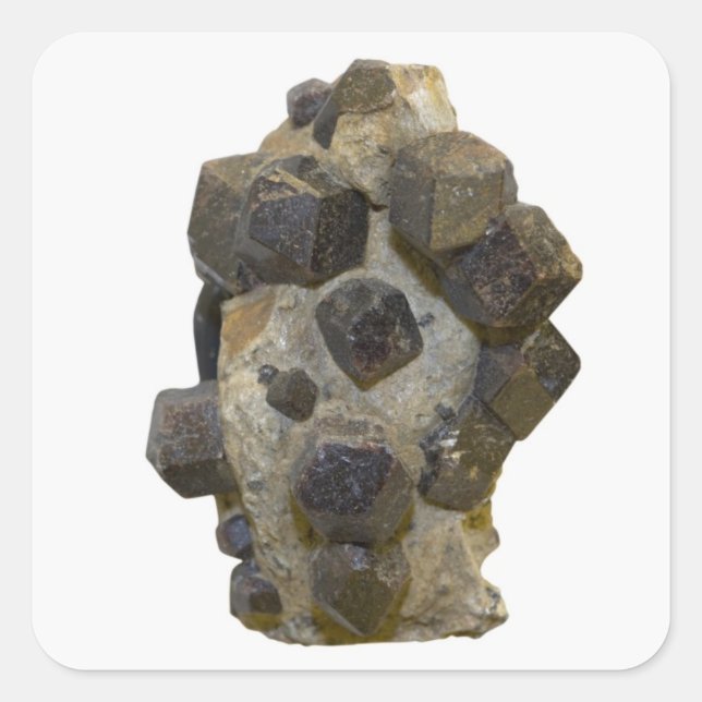 Pegatina Cuadrada Spessartite en matriz (Anverso)