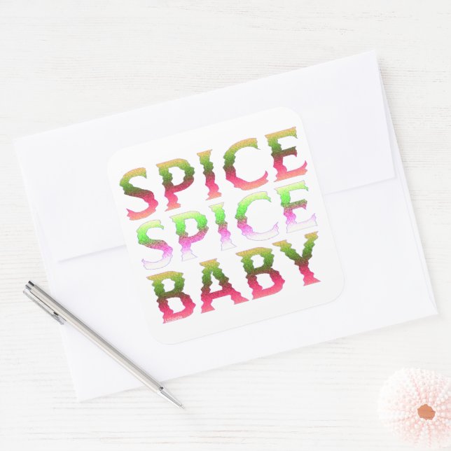 Pegatina Cuadrada SPICE SPICE BABY regalo de agradecimiento divertid (Sobre)