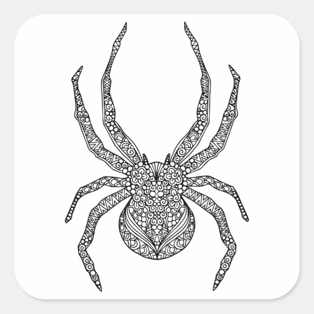 Pegatina Cuadrada Spider Doodle (Anverso)