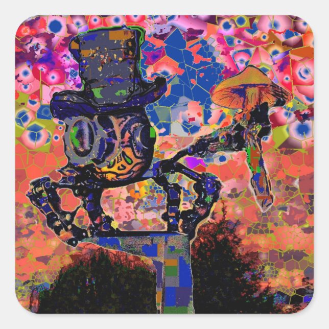 Pegatina Cuadrada Spider Steampunk (Anverso)