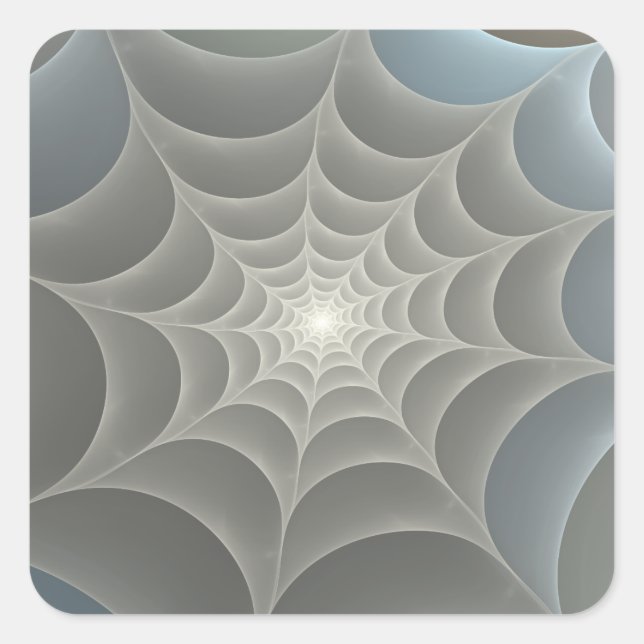 Pegatina Cuadrada Spider Web Fractal (Anverso)