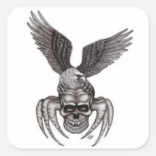 Pegatina Cuadrada Spiderskull con águila