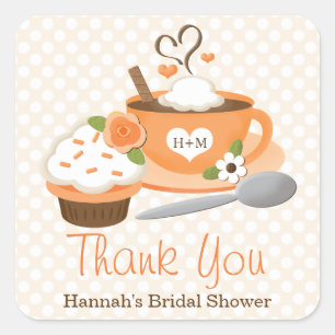 Pegatina Cuadrada Spin Spin Fall Bridal Shower Gracias