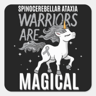 Pegatina Cuadrada Spinocerebellar Ataxia Warrior Awareness Ribbon SC