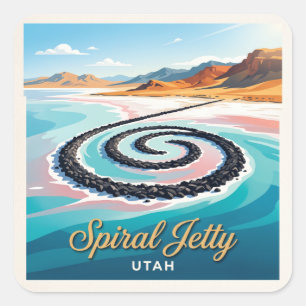 Pegatina Cuadrada Spiral Jetty Rozel Utah
