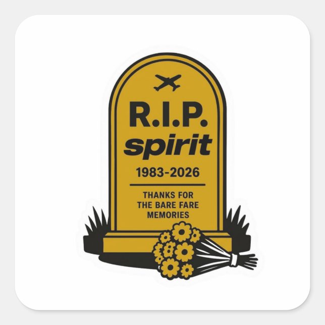 Pegatina Cuadrada spirit airlines 1983-2026 (Anverso)