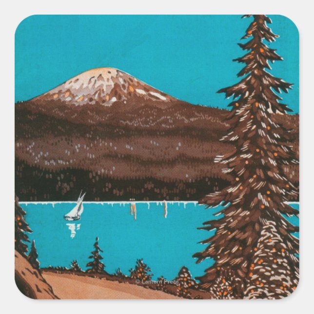 Pegatina Cuadrada Spokane Poster de publicidad #2Spokane, WA (Anverso)