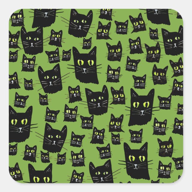 Pegatina Cuadrada Spooky Black Cats                                  (Anverso)