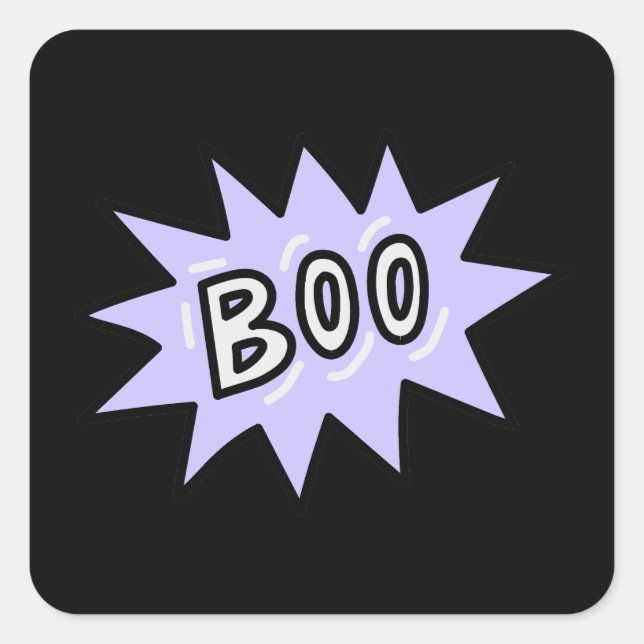 Pegatina Cuadrada Spooky Halloween BOO (Anverso)