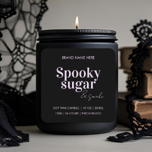 Pegatina Cuadrada Spooky Halloween Candle Label   Vela personalizado