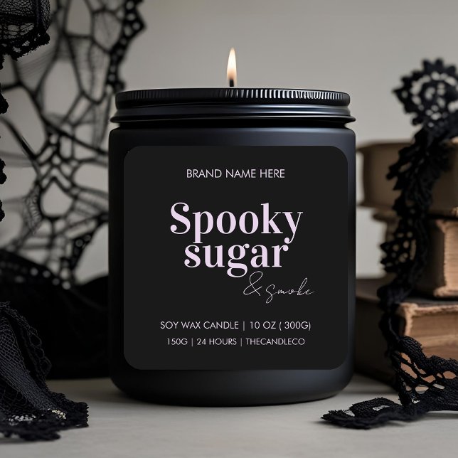 Pegatina Cuadrada Spooky Halloween Candle Label | Vela personalizado (Subido por el creador)