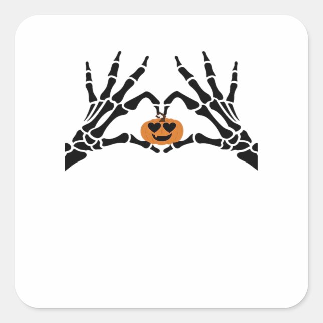 Pegatina Cuadrada Spooky Heart Hands Classic (Anverso)