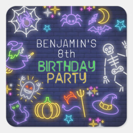 Pegatina Cuadrada Spooky Neon Any Age Halloween Birday