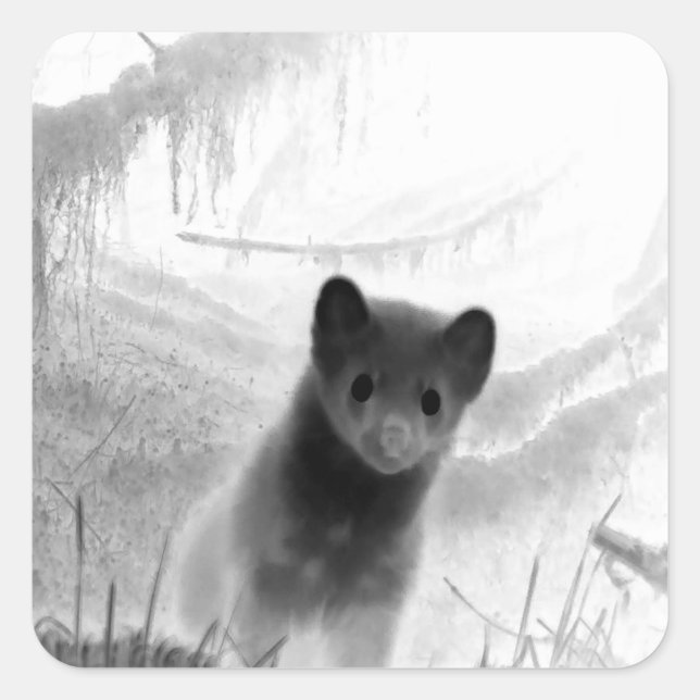 Pegatina Cuadrada Spooky Pine Marten (Anverso)