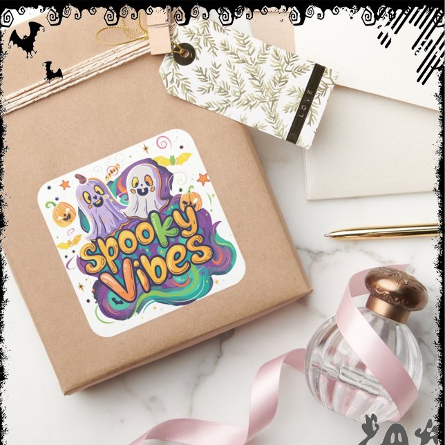Pegatina Cuadrada Spooky Vibes | ExDesigner | Halloween (Subido por el creador)