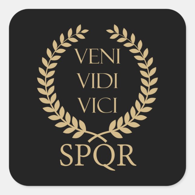Pegatina Cuadrada SPQR: Veni, Vidi, Vici (Anverso)