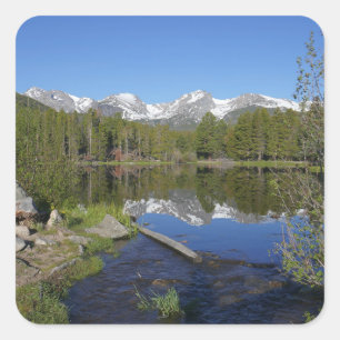 Pegatina Cuadrada Sprague Lake II en el Parque Nacional Rocky Mounta