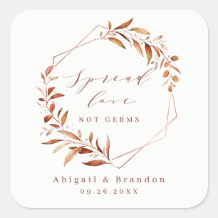 Pegatina Cuadrada Spread Love Greenerenery Geometric Fall Rustic Bod