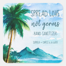 Pegatina Cuadrada Spread Love Tropical Beach Wedding Favor