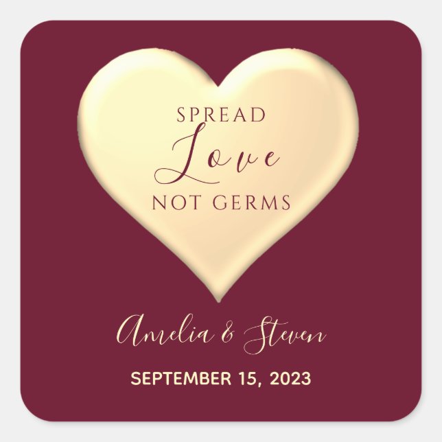 Pegatina Cuadrada Spread Love Wedding Favor (Anverso)