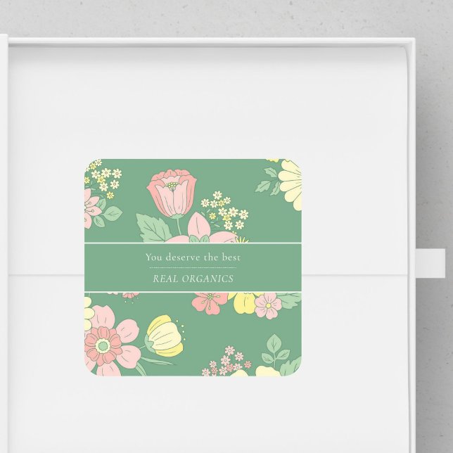 Pegatina Cuadrada Spring Nature Flour Boho Business (Subido por el creador)