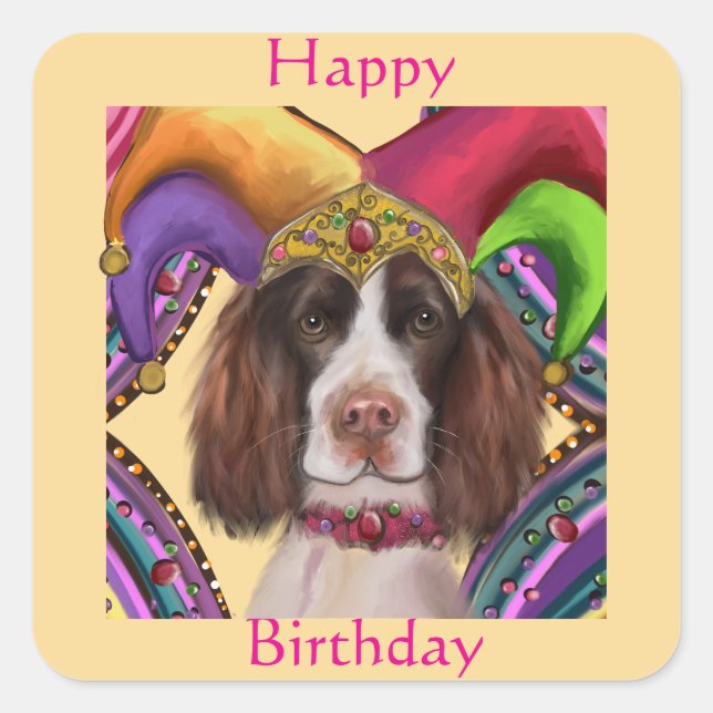 PEGATINA CUADRADA SPRINGER SPANIEL INGLÉS (Anverso)