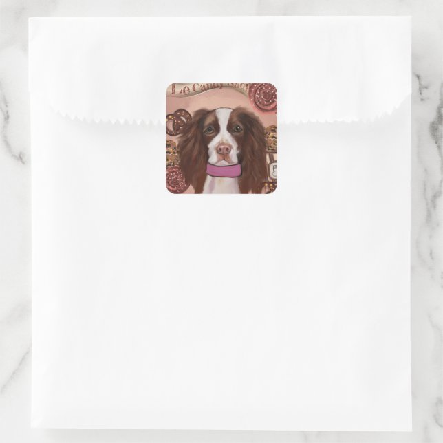 Pegatina Cuadrada Springer Spaniel Inglés    (Bolso)