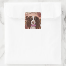 Pegatina Cuadrada Springer Spaniel Inglés