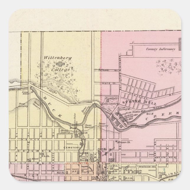 Pegatina Cuadrada Springfield, Ohio (Anverso)