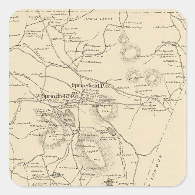 Pegatina Cuadrada Springfield, Sullivan Co (Anverso)