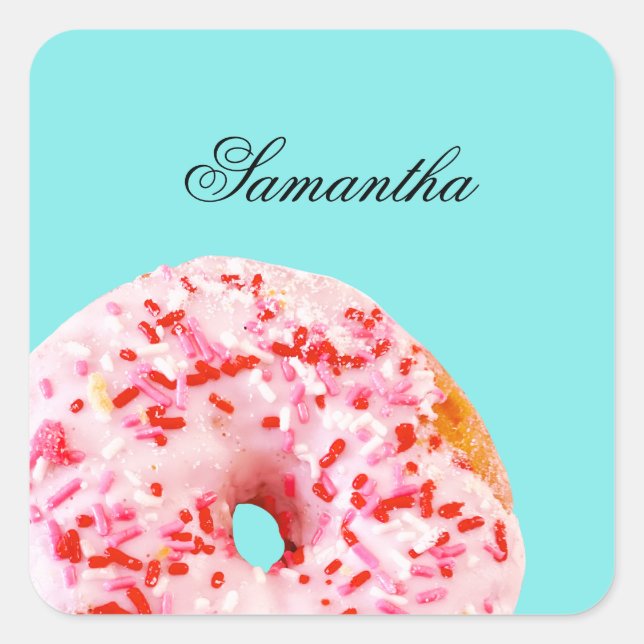 Pegatina Cuadrada Sprinkle Donut (Anverso)