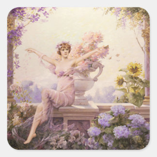 Pegatina Cuadrada Sprite floral