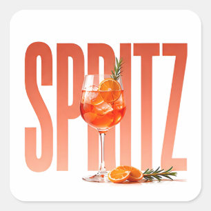 Pegatina Cuadrada Spritz Gráfico Editorial de Cóctel de Lujo