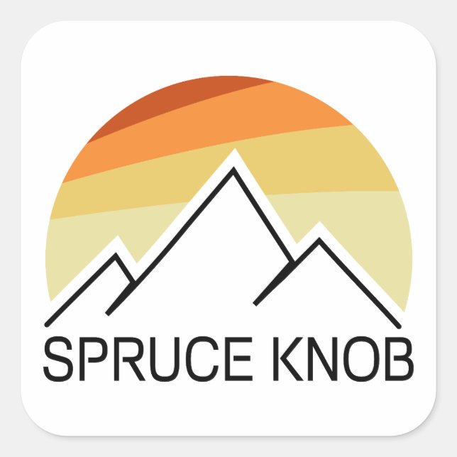 Pegatina Cuadrada Spruce Knob Virginia Occidental Retro (Anverso)