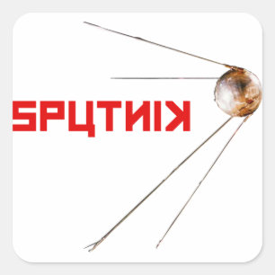Pegatina Cuadrada SPUTNIK - unión espacial/rusa/soviética/tecnolog