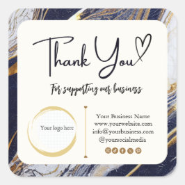 Pegatina Cuadrada Square Gracias Pegatinas de negocios - Marble Desi