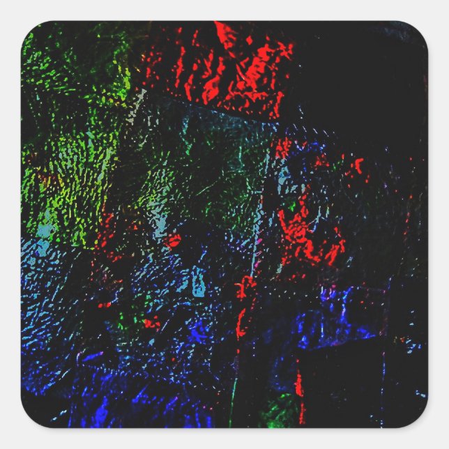 Pegatina Cuadrada Square sticker vibrant abstract texture recycled (Anverso)