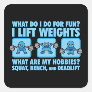 Pegatina Cuadrada Squat, Bench Press, Deadlift - Hobbies - Kawaii