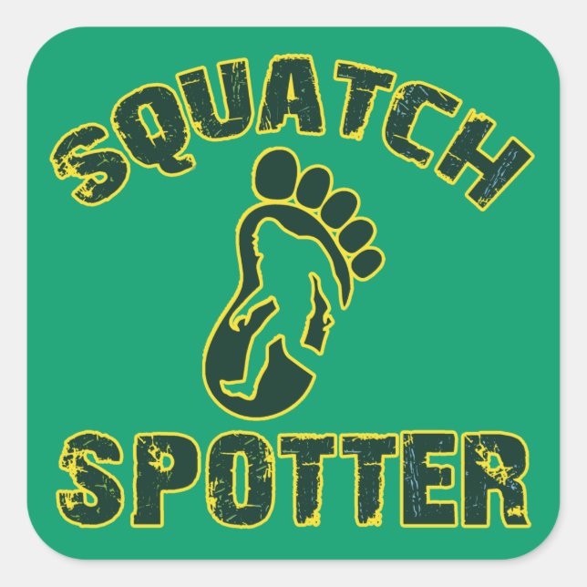 Pegatina Cuadrada Squatch Spotter (Anverso)