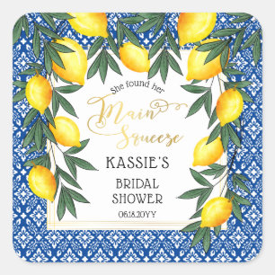 Pegatina Cuadrada Squeeze Lemons Ducha Tropical Bridal
